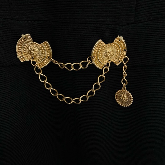 VINTAGE - Joseph Ribkoff Black with Gold Chain Dress - Picture 4 of 7